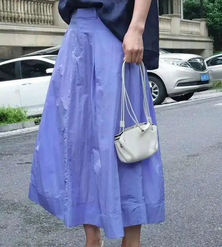 High Waist Purple Coffee Pleated Pocket Casual A-line Half-body Skirt Women Fashion Tide New Spring Autumn 2025 1DH5613