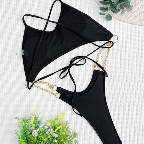 Load image into Gallery viewer, Hollow Out Bathing Suit Women Chain One Piece Swimwear 2024 Backless Monokini Brazilian Swimsuit Female Swim Wear
