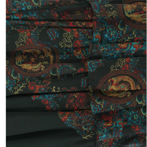 Load image into Gallery viewer, Women Black Pattern Printed Big Size Midi Dress New Round Neck Short Sleeve Fashion Tide Spring Summer 2025 1DJ0298
