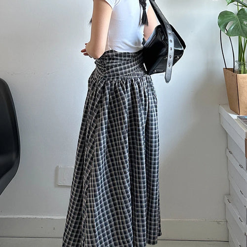 Load image into Gallery viewer, High Waist Black Plaid Bandage Side Zipper A-line Half-body Skirt Women Fashion Tide New Spring Autumn 2025 1DJ1178

