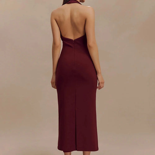 Load image into Gallery viewer, Halter Deep V Neck Sleeveless Sexy Maxi Dress For Women Elegant Backless Bodycon Tank Dress Femme Fashion Long Dress
