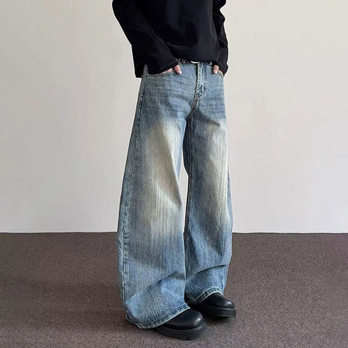 Load image into Gallery viewer, Men&#39;s Jeans New American Style High Street Cleanfit Curved Knife Male Flared Straight Leg Trousers Trendy Bottoms 9W1488
