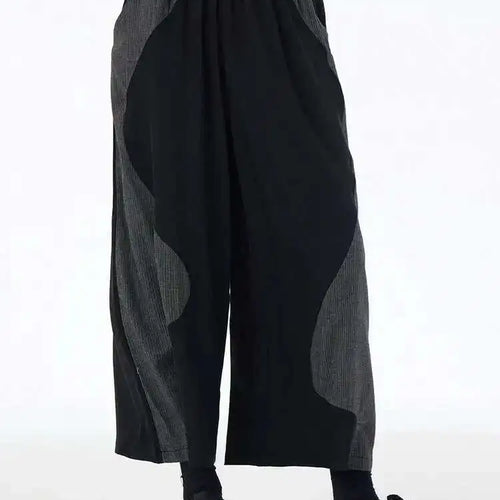 Load image into Gallery viewer, High Elastic Waist Black Plaid Color-block Long Wide Leg Pants New Trousers Women Fashion Tide Spring Autumn 2025 1DH6076
