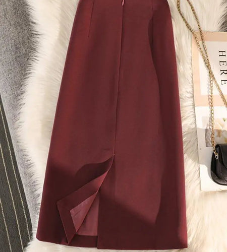 High Waist Zipper Back Split Suit Skirt For Women Spring Autumn 2023 New Solid Pencil Skirts Office Ladies Casual Straight Skirt