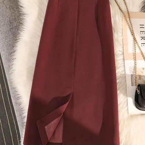 Load image into Gallery viewer, High Waist Zipper Back Split Suit Skirt For Women Spring Autumn 2023 New Solid Pencil Skirts Office Ladies Casual Straight Skirt
