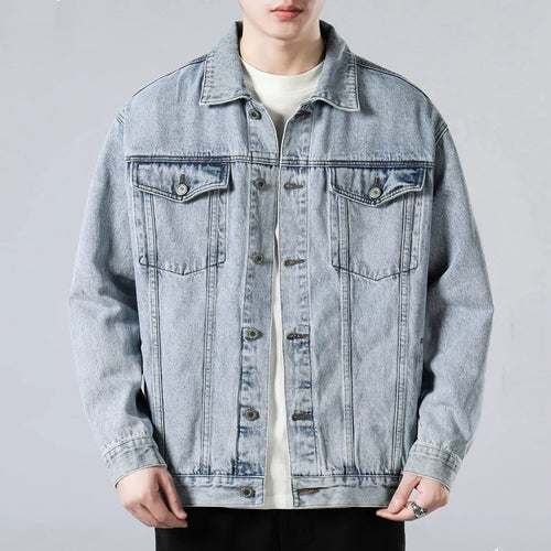 Load image into Gallery viewer, Men&#39;s Cargo Denim Jacket Solid Color Turn-down Collar New Korean Loose Fashion Casual Trendy Jackets 2025 Spring 9W1321
