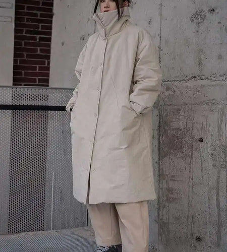 Apricot Big Size Long Warm Cotton-padded Coat Long Sleeve Loose Fit Women Parkas Fashion  New Autumn Winter 2025 1DF2656