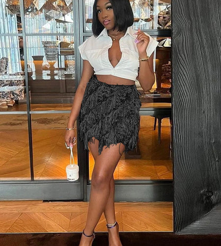 Colorful Tassel Skirts Peach Hip Women Thin Knit Wild Sexy Midnight Summer Trend Stretch Skinny Party Streetwear Bodycon