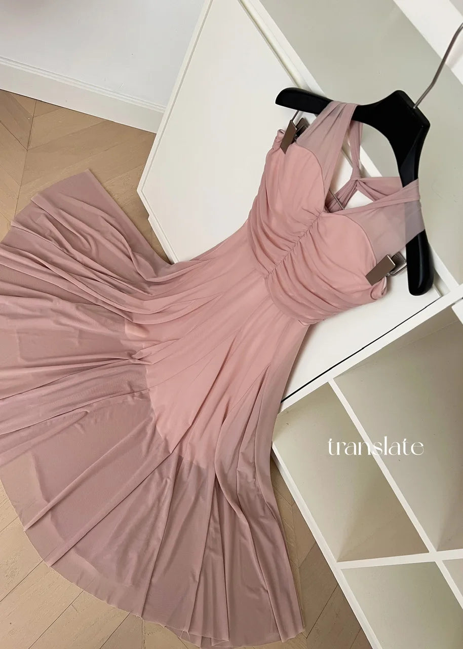 Summer Vintage Pink Sexy High Waist Evening Party Long Dress For Women V Neck Halter Bandage Elegant Backless Dresses 2025 Trend
