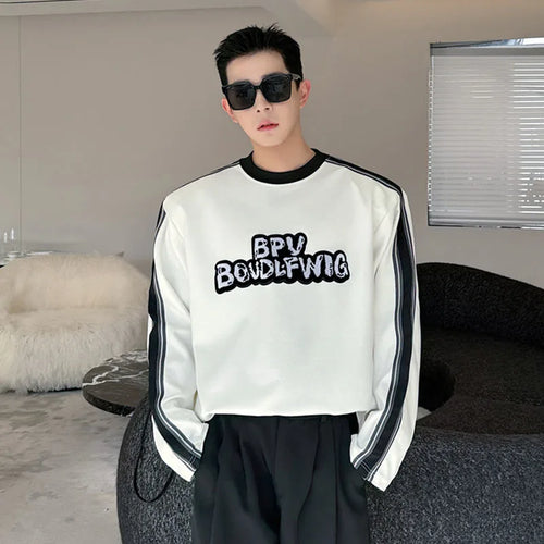 Load image into Gallery viewer, Korean T-shirt Trend Shoulder Pad Letter Printing Long Sleeved Loose Casual Top Summer Men&#39;s Clothing 9C5192
