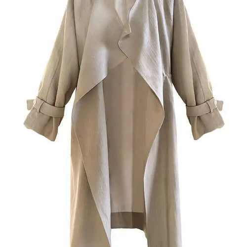 Load image into Gallery viewer, Women Khaki Irregular Big Size Long Trench New V-neck Long Sleeve Windbreaker Fashion Tide Spring Autumn 2025 1DH4760
