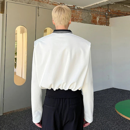 Load image into Gallery viewer, Male T-shirts New College Style Short Personalized Lapel Turn-down Collar Contrast Color Spliced Top Spring Trend 9W1279
