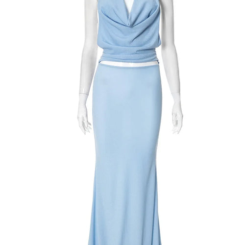 Load image into Gallery viewer, Halter Deep V Neck Backless Sexy Maxi Dress For Women Fashion Sleeveless High Waist Slim-fit Beach Club Party Dress
