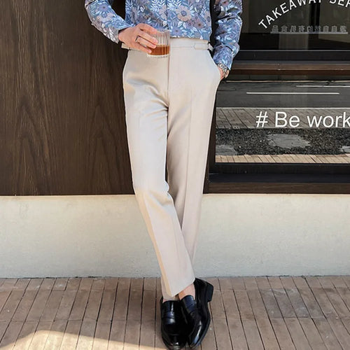 Load image into Gallery viewer, Men's New Casual Men Suit Pants Solid Color Design Groomsman's Trousers Straight Leg Male Bottoms Spring 2025 9W1572
