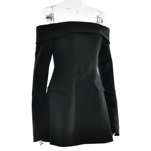 Load image into Gallery viewer, Off-shoulder Long Sleeve Sexy Mini Dress For Women Two Pocket Strapless Backless A-line Club Party Sexy Dress Elegant
