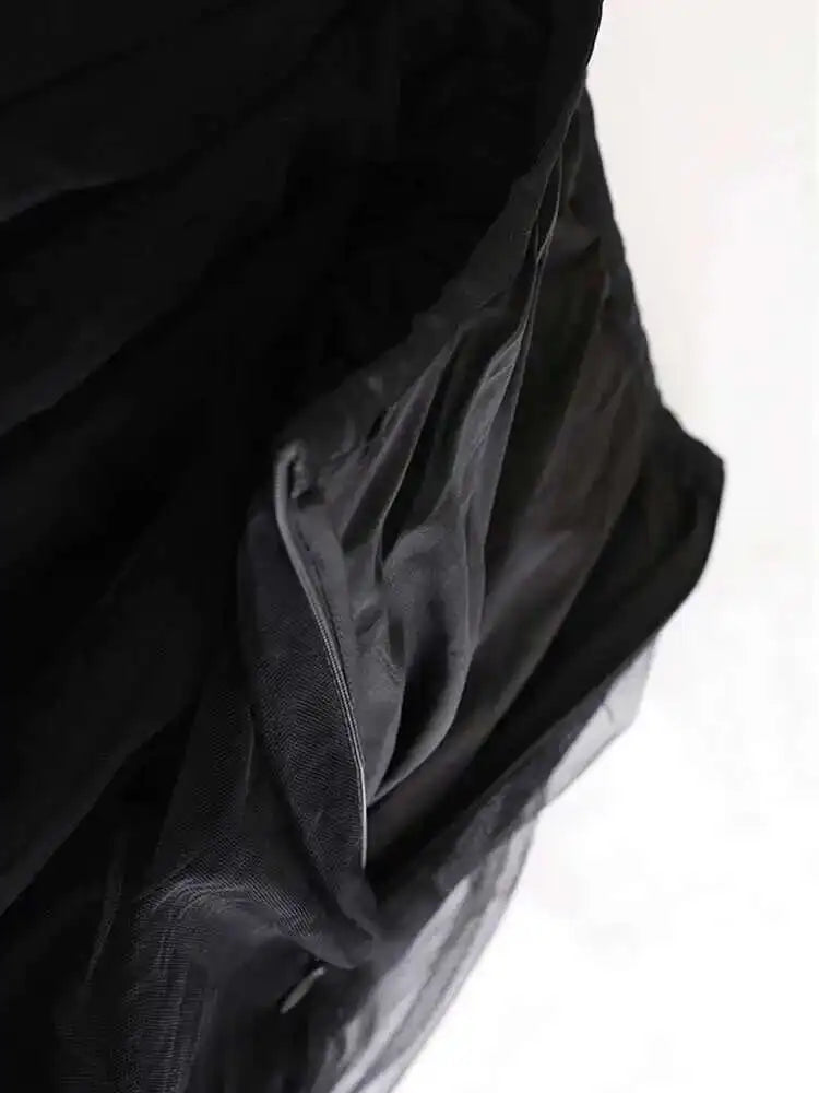 High Elastic Waist Black Sequins Mesh Elegant A-line Half-body Skirt Women Fashion Tide New Spring Autumn 2025 1DH8429