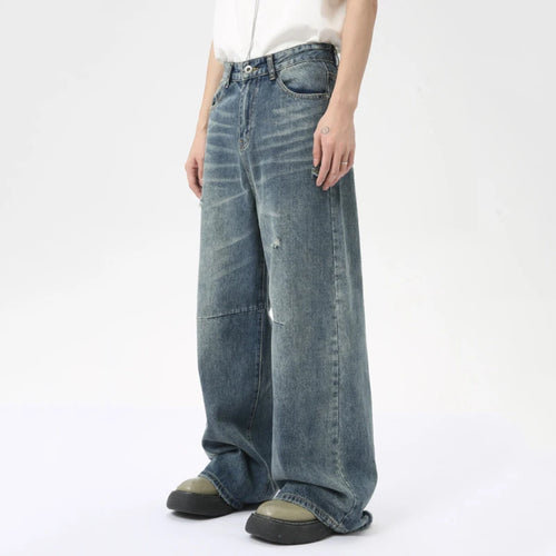 Load image into Gallery viewer, American Style Men&#39;s Denim Pants Washing Fashion Loose Men&#39;s Straight Trousers Casual Wide Leg Jeans Summer 9C6303
