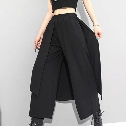 Load image into Gallery viewer, High Elastic Waist Black Irregular Long Wide Leg Trousers New Loose Fit Pants Women Fashion Tide Spring Autumn 2025 1Z289
