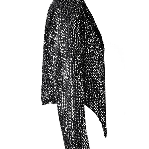 Load image into Gallery viewer, Women Black Irregular Hem Sequins Big Size Blazer New Lapel Long Sleeve Jacket Fashion Tide Spring Autumn 2025 CPG2606
