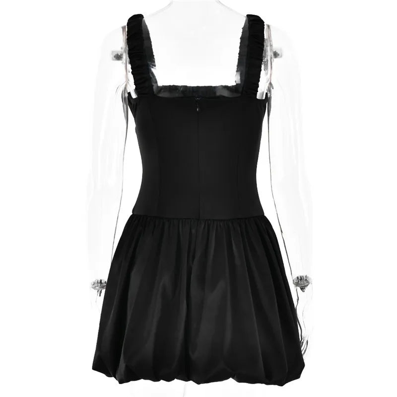 Elegant Satin Corset Mini Dress For Women  Fashion New Spaghetti Strap Sleeveless Backless A-line Club Party Sexy Dress