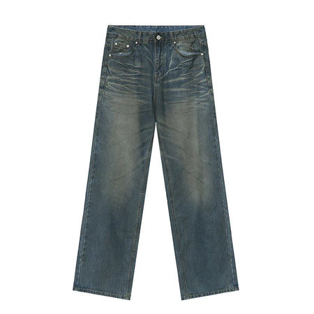 Men's Wear Casul Jeans High Street Vibe Style Wiped Color Crease Design American Fashion Tide Denim Pants 9C5096