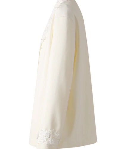 Women Apricot Lace Big Size Vintage Elegant Blazer New V-neck Long Sleeve Jacket Fashion Tide Spring Autumn 2025 CPG3179