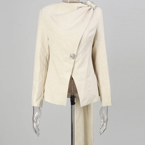 Load image into Gallery viewer, Minimalist Spliced Button Temperament Jackets for Women Round Neck Long Sleeves Patchwork Ribbon Jacket Female New
