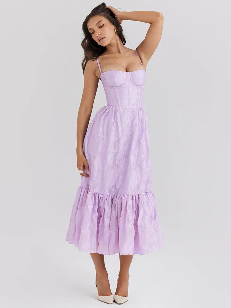 Sexy Spaghetti Strap Patchwork Long Dress Women New Summer Embroidered Skirt Slim Backless Party Club Evening Dress