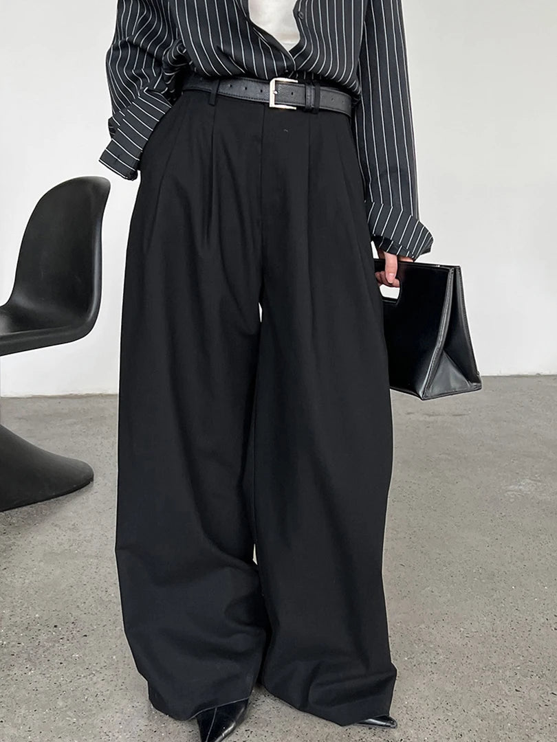 High Elastic Waist White Brief Pleated Long Wide Leg Pants New Trousers Women Fashion Tide Spring Autumn 2025 1DJ1517