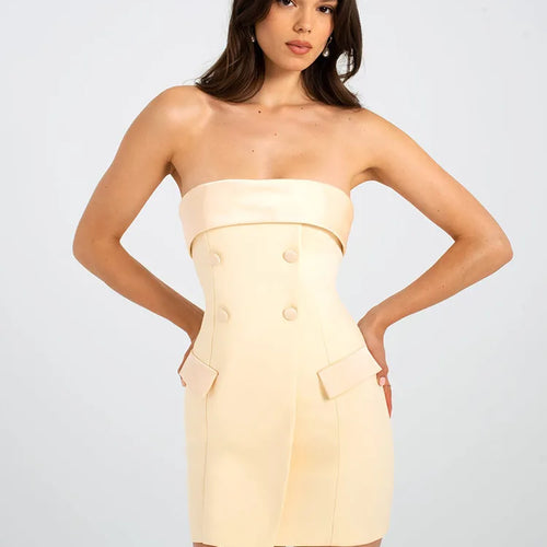 Load image into Gallery viewer, Elegant Suit  Bodycon Women Dress 2024 Autumn Winter New Sexy Strapless Skirt Fashion Party Club Backless Slim Dress
