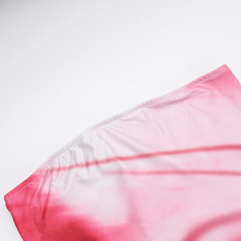 Strapless Print Sexy Midi Dress For Women Fashion Off-shoulder Backless Bodycon Club Party Sexy Long Dress Clubwear