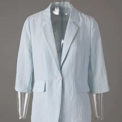 Load image into Gallery viewer, Women Black Thin Elegant Single Button Blazer New Lapel Half Sleeve Jacket Fashion Tide Spring Summer 2025 CPG3268
