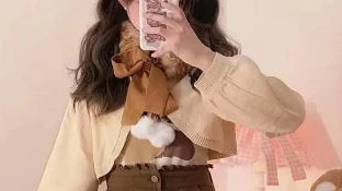 Fashion Japanese Casual Bandage Cardigan Women Knitted Solid All Match Crop Coats Spring Autumn Y2k Aesthetic Sweet Cardigans