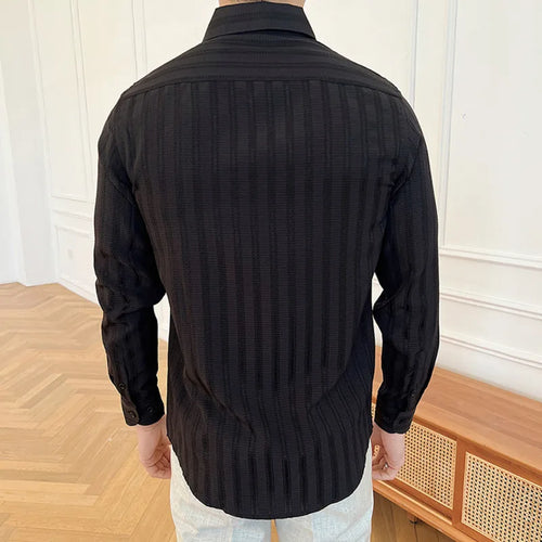 Load image into Gallery viewer, Men's New Spring Shirts Korean Striped Design Loose Long Sleeve Male Clothing Casual Single Breasted Fashion Menwear 9W1576
