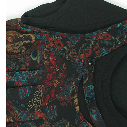 Load image into Gallery viewer, Women Black Pattern Printed Big Size Midi Dress New Round Neck Short Sleeve Fashion Tide Spring Summer 2025 1DJ0298
