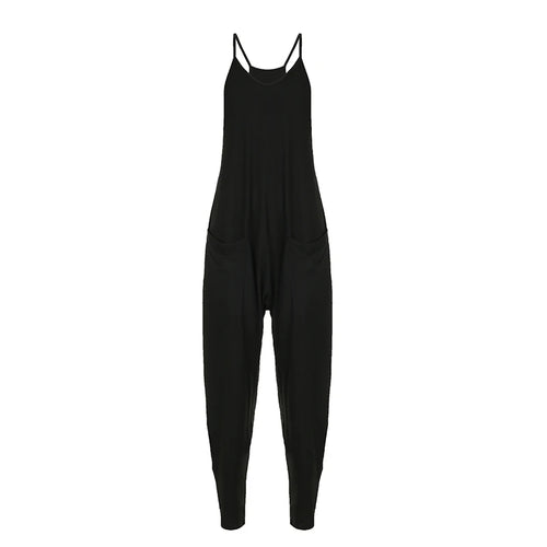 Load image into Gallery viewer, Streetwear Black Oversized Summer Jumpsuit Women Overalls Solid Loose Basic Spaghetti Strap Rompers Outfits One Piece
