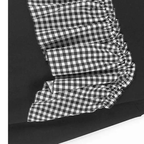 Load image into Gallery viewer, Black Plaid Ruffles Casual Sweatshirt New Round Neck Long Sleeve Women Big Size Fashion Tide Spring Autumn 2025 1DH7621
