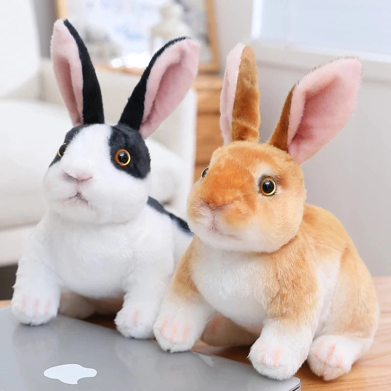 Simulation Kawaii Long Ears Realistic Rabbit Plush Toy Lifelike Animal Stuffed Doll Toys for Kids Girls Birthday Gift Room Decor