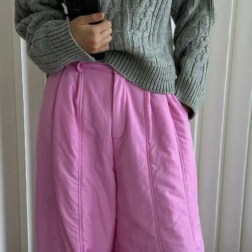 Load image into Gallery viewer, High Elastic Waist White Cotton-padded Wide Leg Long Pants New Trousers Women Fashion Tide Autumn Winter 2025 1DH7322
