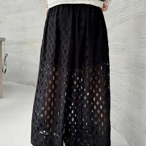 Load image into Gallery viewer, High Elastic Waist Black Lace Hollow Out Long Wide Leg Pants New Trousers Women Fashion Tide Spring Autumn 2025 1DH5969
