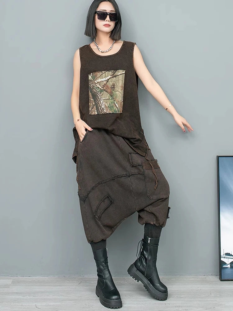 High Elastic Waist Brick Red Pocket Casual Long Cross Pants New Trousers Women Fashion Tide Spring Autumn 2025 1DH6430