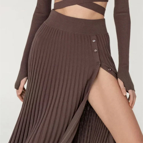 Load image into Gallery viewer, White Knit Two Piece Women Sets Fall Ribbed Crop Top And Pleated Knitted Skirt Suits For Women Midi Dress Sets 2022
