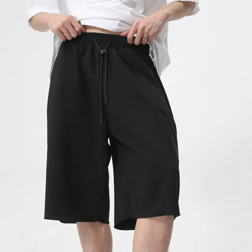 Load image into Gallery viewer, Simple Solid Color Men&#39;s Shorts Knee Length Wide Leg Drawstring Lace Male Fashion Trousers New Stylish Summer 9C6093
