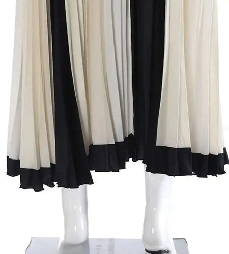 High Waist Beige Color-block Irregular Pleated Elegant Half-body Skirt Women Fashion Tide New Spring Autumn 2025 1DH6510