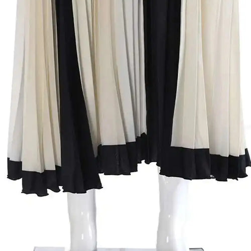 Load image into Gallery viewer, High Waist Beige Color-block Irregular Pleated Elegant Half-body Skirt Women Fashion Tide New Spring Autumn 2025 1DH6510
