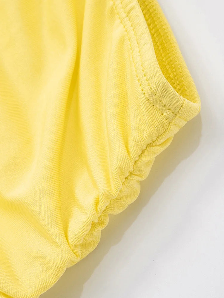 Yellow Sexy Skirt Two Piece Sets Women Halter Lace-up Crop Tops And Maxi Skirt Female Elegant Club 2 Piece Sets Dress