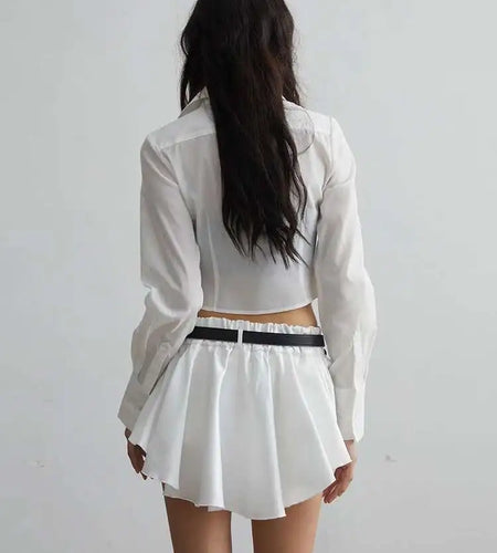 High Elastic Waist White Ruffles Spliced Mini Elegant Half-body Skirt Women Fashion Tide New Spring Autumn 2025 1DH7517