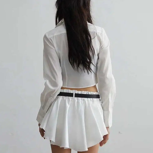 Load image into Gallery viewer, High Elastic Waist White Ruffles Spliced Mini Elegant Half-body Skirt Women Fashion Tide New Spring Autumn 2025 1DH7517
