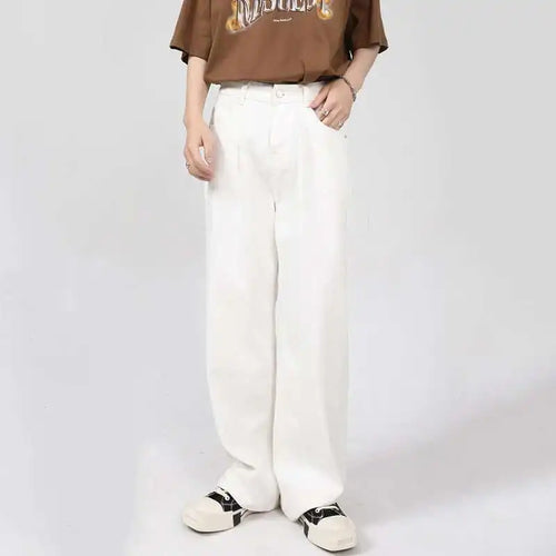 Load image into Gallery viewer, Minimalist Men Denim Pants Droop Solid Color Washed Casual Straight Wide Leg Korean Style Male Loose Jeans Menswear 9C7863
