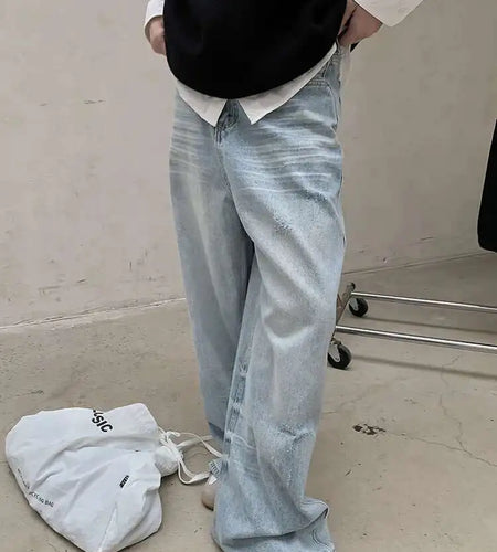 High Waist Light Blue Pocket Denim Long Casual Wide Leg Jeans New Women Trousers Fashion Tide Spring Autumn 2025 1DH8352